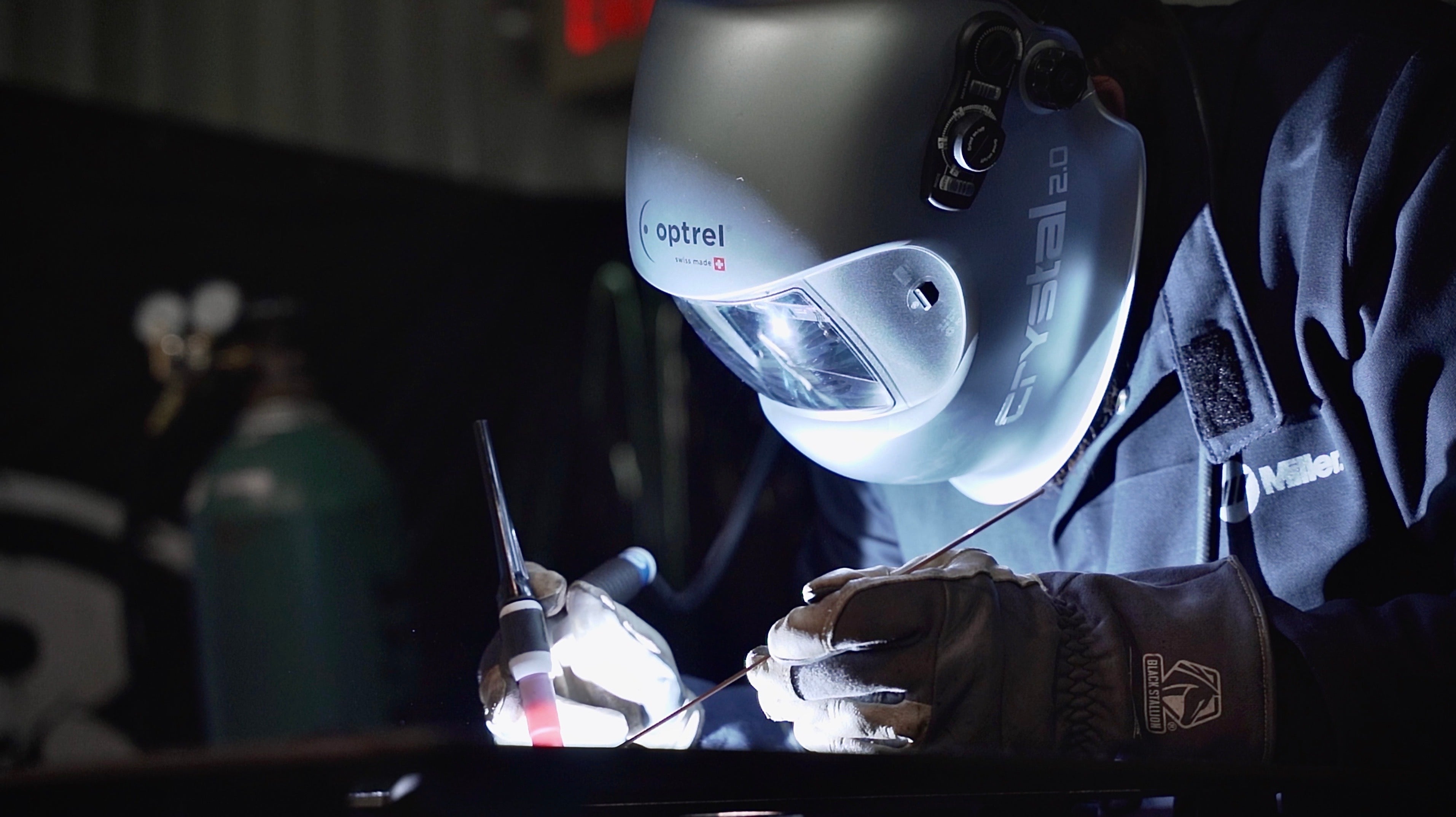 Baker's Gas Welder using the Optrel Crystal 2.0 Welding Helmet