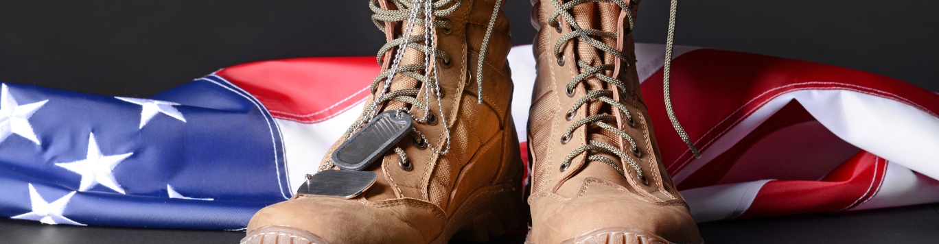 Baker's Gas US Flag and boots with dog tag