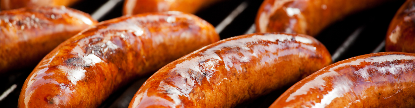 Baker's Gas Sausages on grill