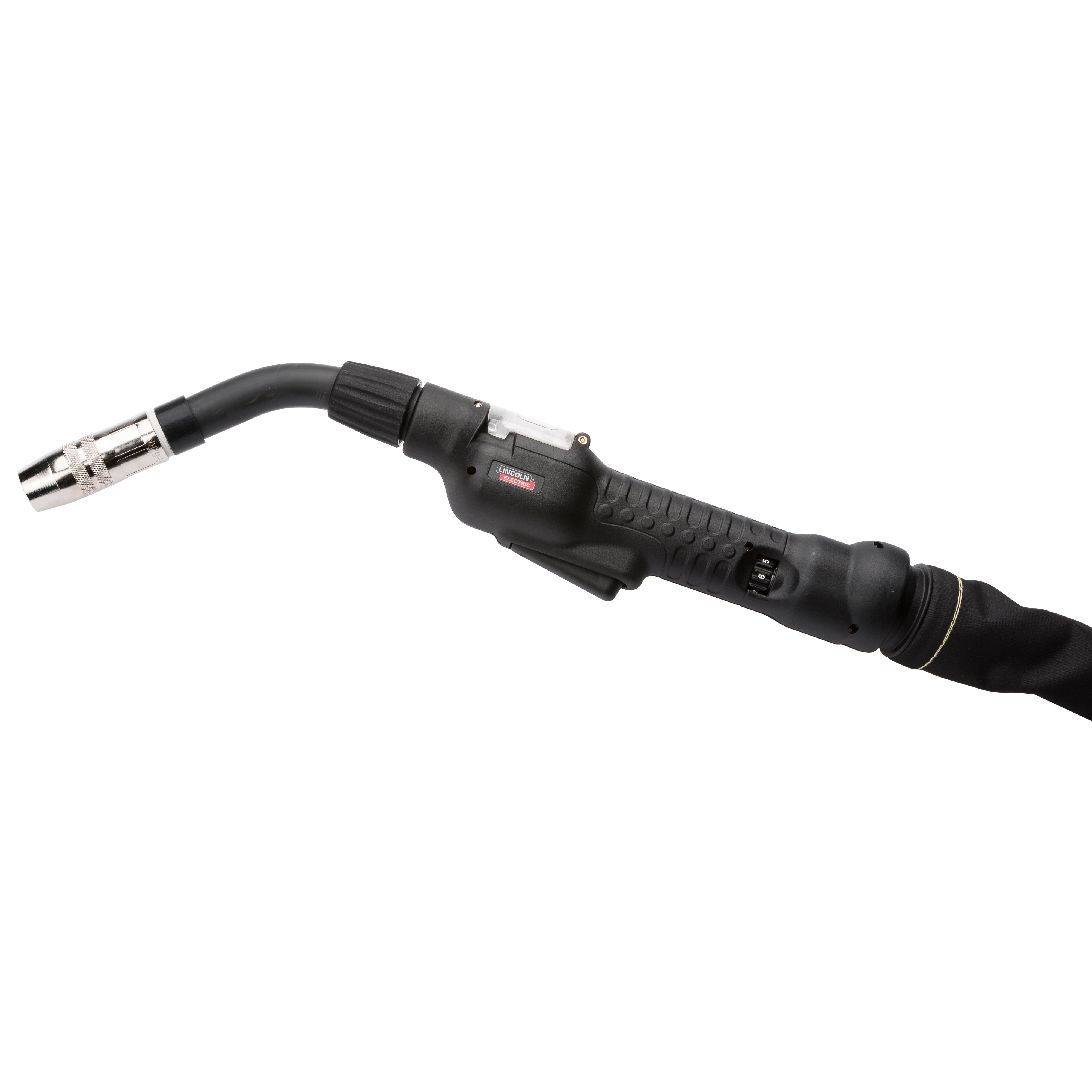 Lincoln Magnum PRO AL FC 225 Air, 12-pin, Front Trigger welding torch with ergonomic black handle and metal nozzle