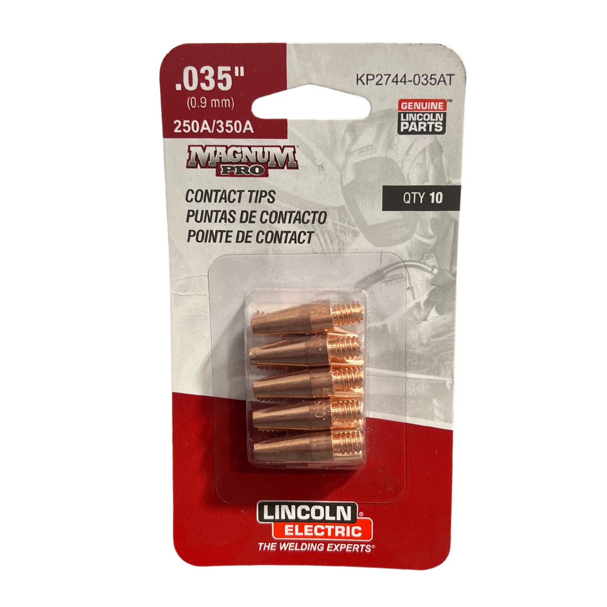 Baker's Gas Lincoln Copper Plus Contact Tip 350A, Aluminum, .035 Tapered, 10/pk - KP2744-035AT