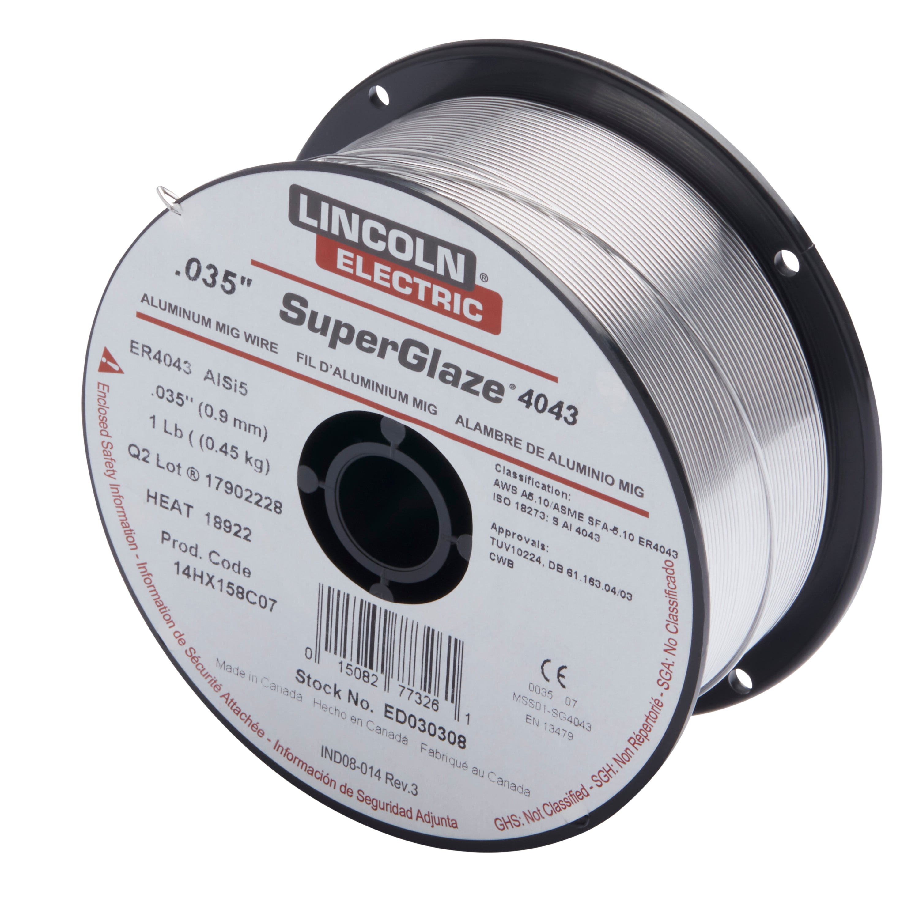 Lincoln SuperGlaze 5356 Aluminum MIG Wire, .035" (1 lb) - ED030312