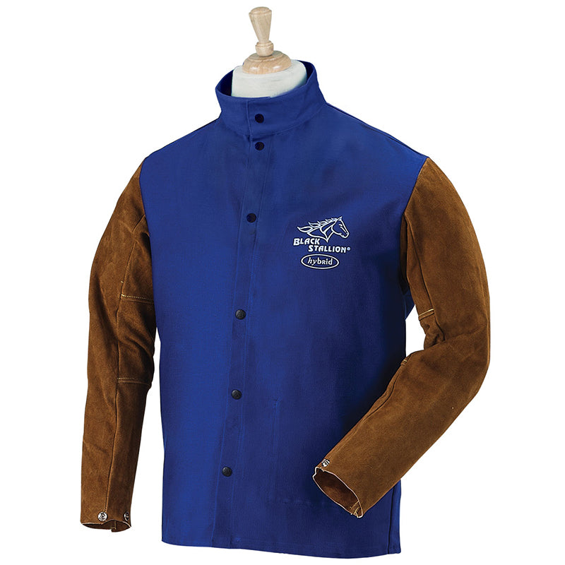 Black Stallion Welding Jacket - Hybrid FR Cotton/Cowhide FRB9-30C/BS