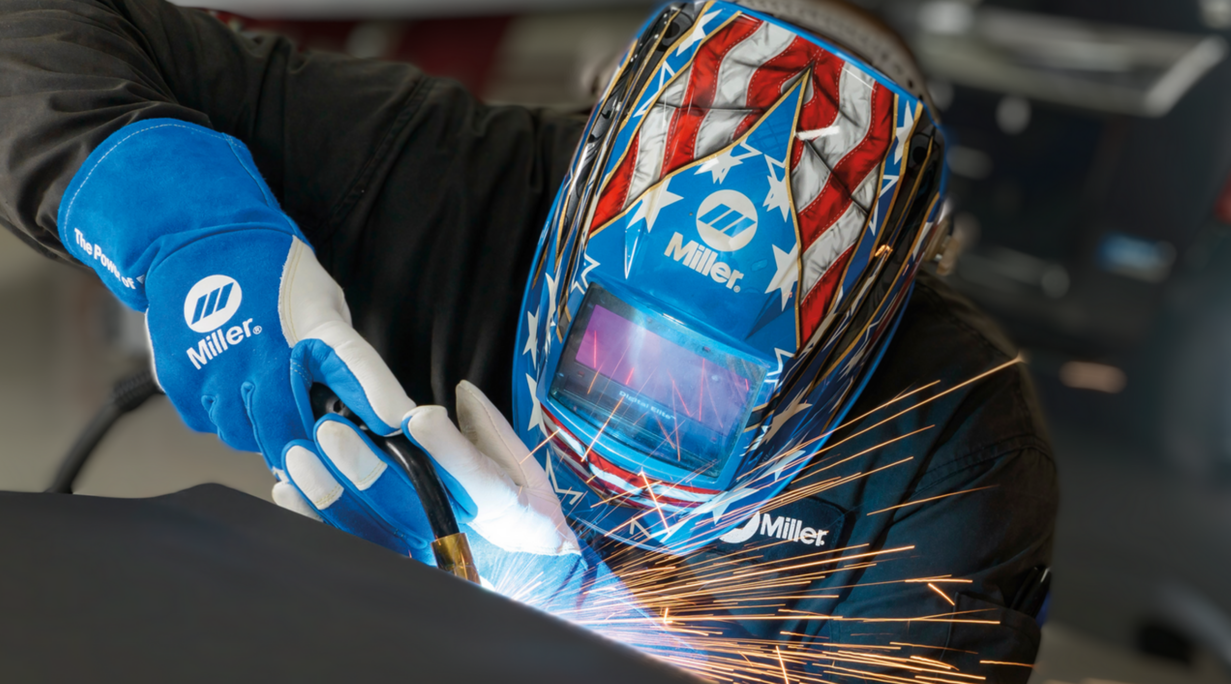 Baker's Gas Welder using miller helmet and gloves