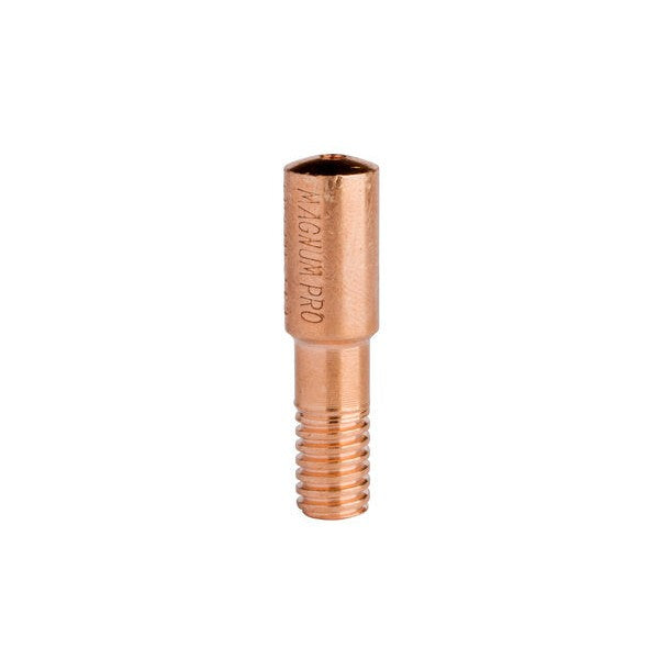Lincoln Magnum PRO Copper Plus Contact Tip - 550A, Extended Life (10/pack) KP2745 shown as single copper welding tip on white background