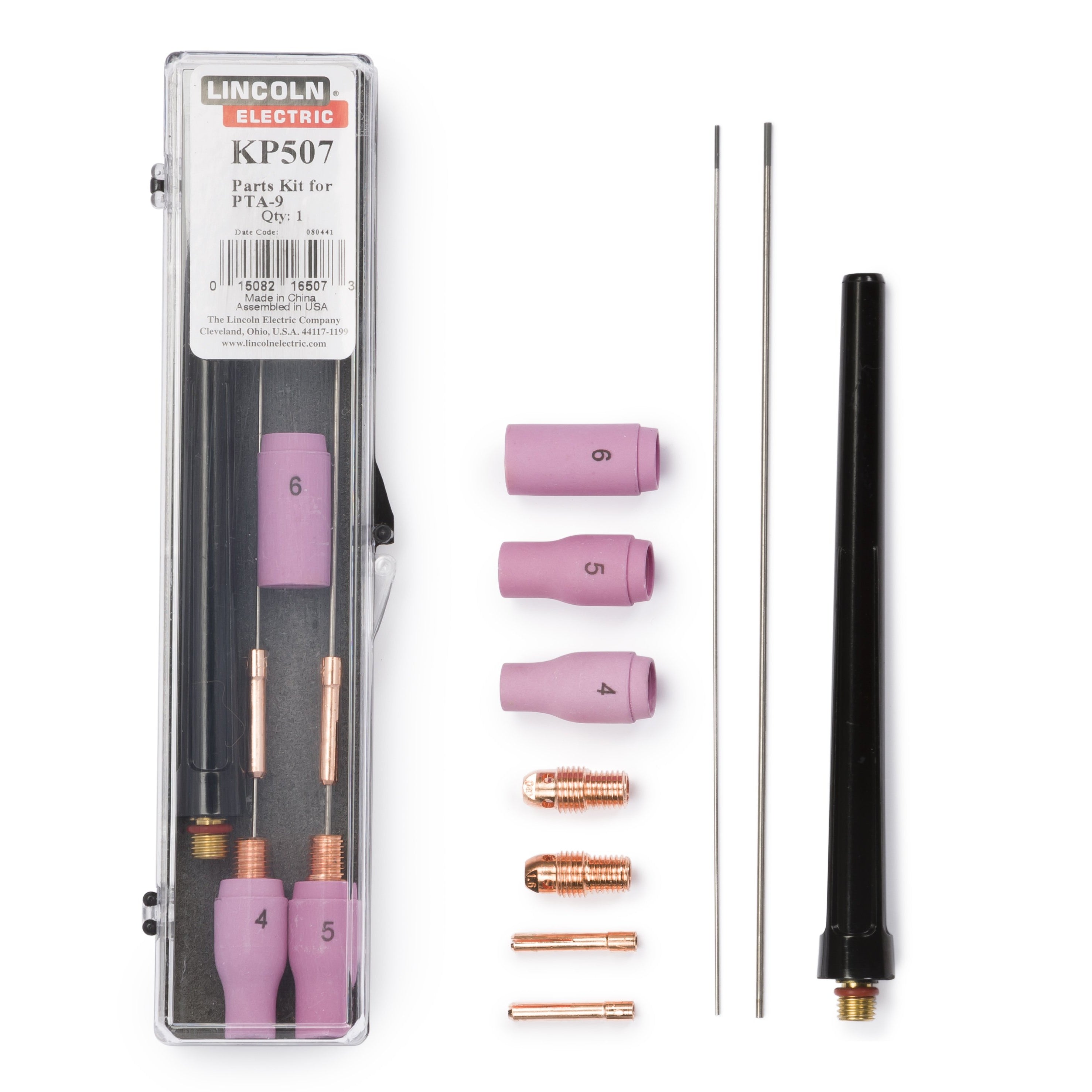 Baker's Gas Parts Kit for PTA-9 contains Alumina Nozzles 4,5 and 6, collets, gas diffusers and a long back cap