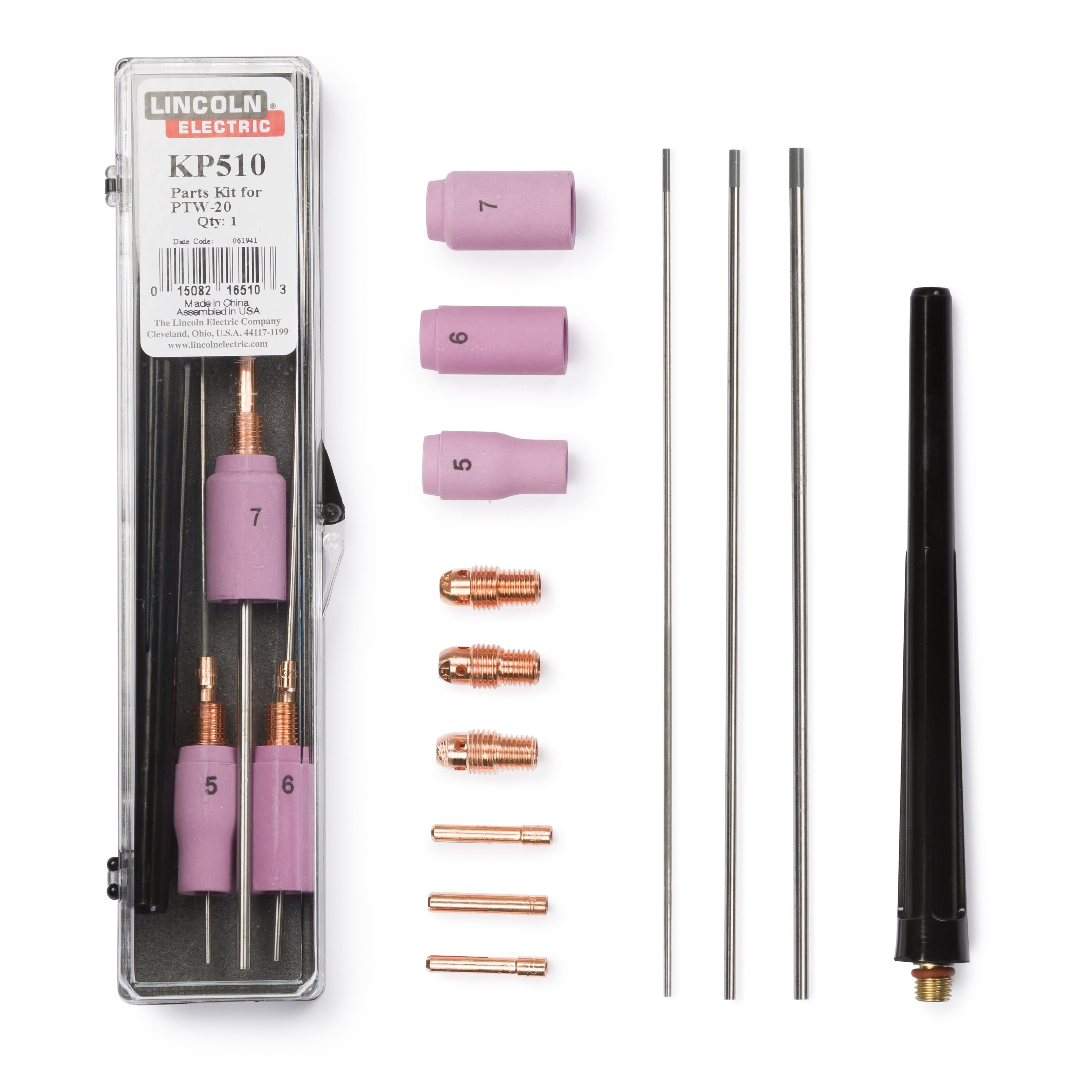 Baker's Gas Parts Kit for PTW-20 contains Alumina Nozzles 4,5 and 6, collets, gas diffusers and a long back cap.