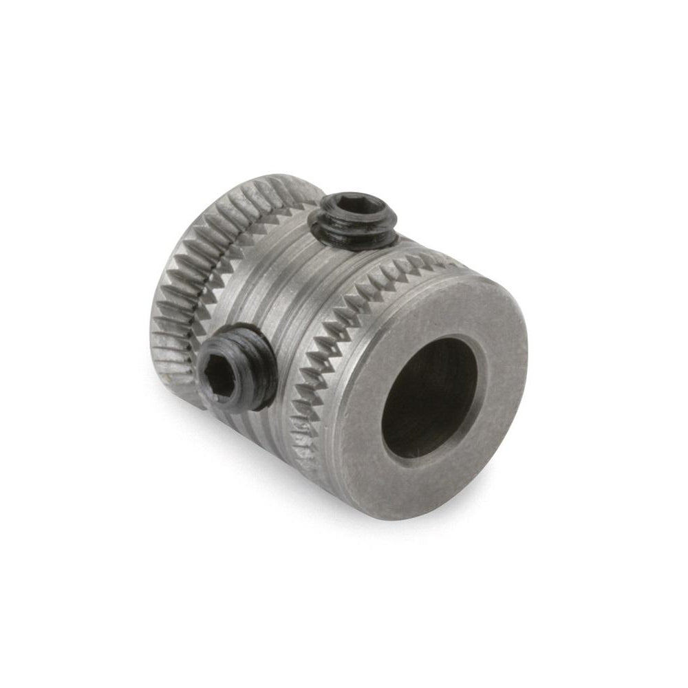 Miller .030-1/16" All-Wire Dual-Groove Drive Roll - 136135 made of metal with gear teeth and screws.