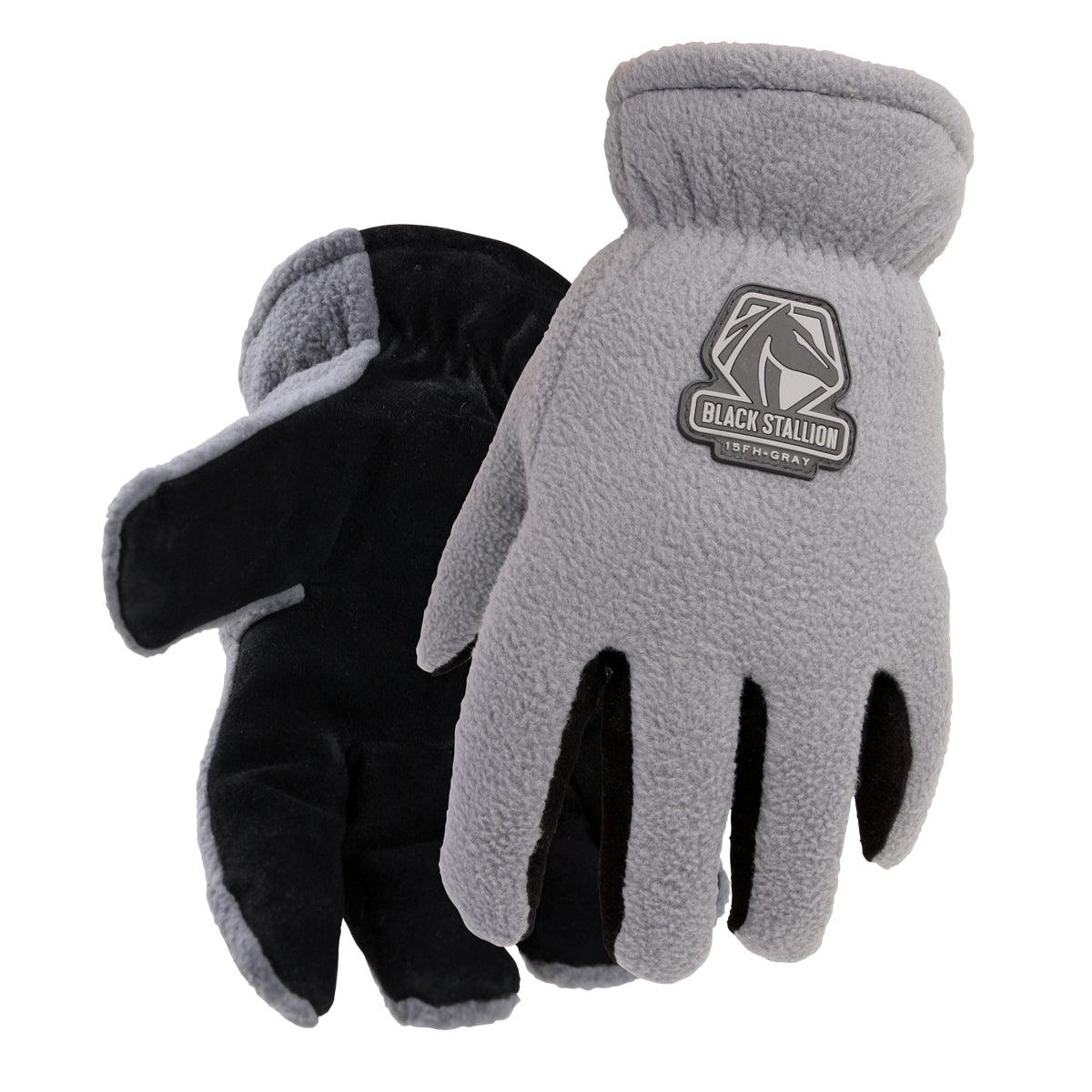 Baker's Gas Black Stallion FuzzyHand Split Cowhide & Polar Fleece Winter Glove - 15FH-GRAY