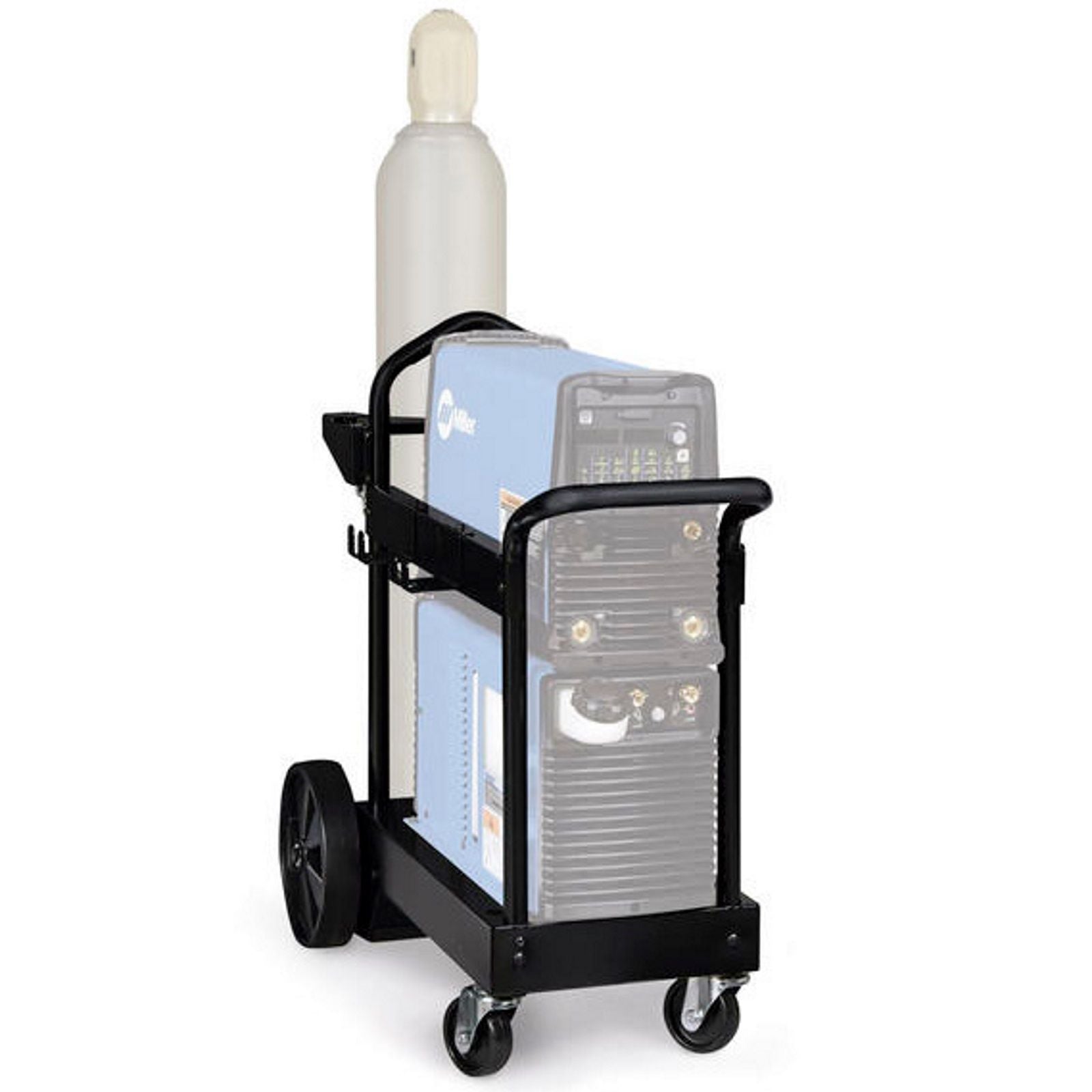 Miller Small Runner Cart - 301615, black steel frame with large rear wheels and smaller front casters for mobility