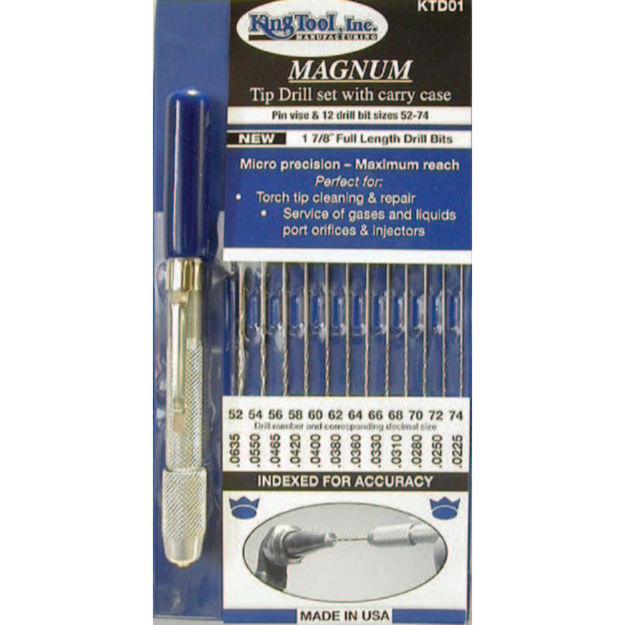 King Tool Magnum Tip Drill Set w/ Pin Vise, #52-74 - KTD01