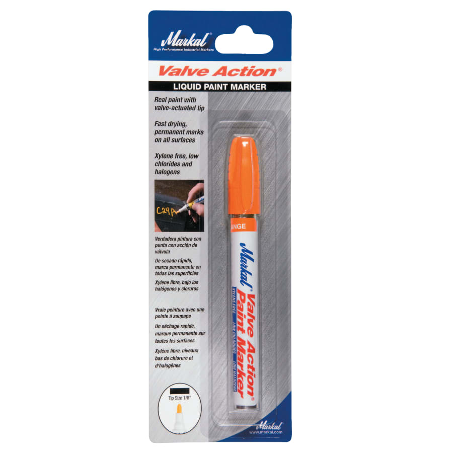 Markal Valve Action Paint Marker, Orange, 1/8", Medium - 96807