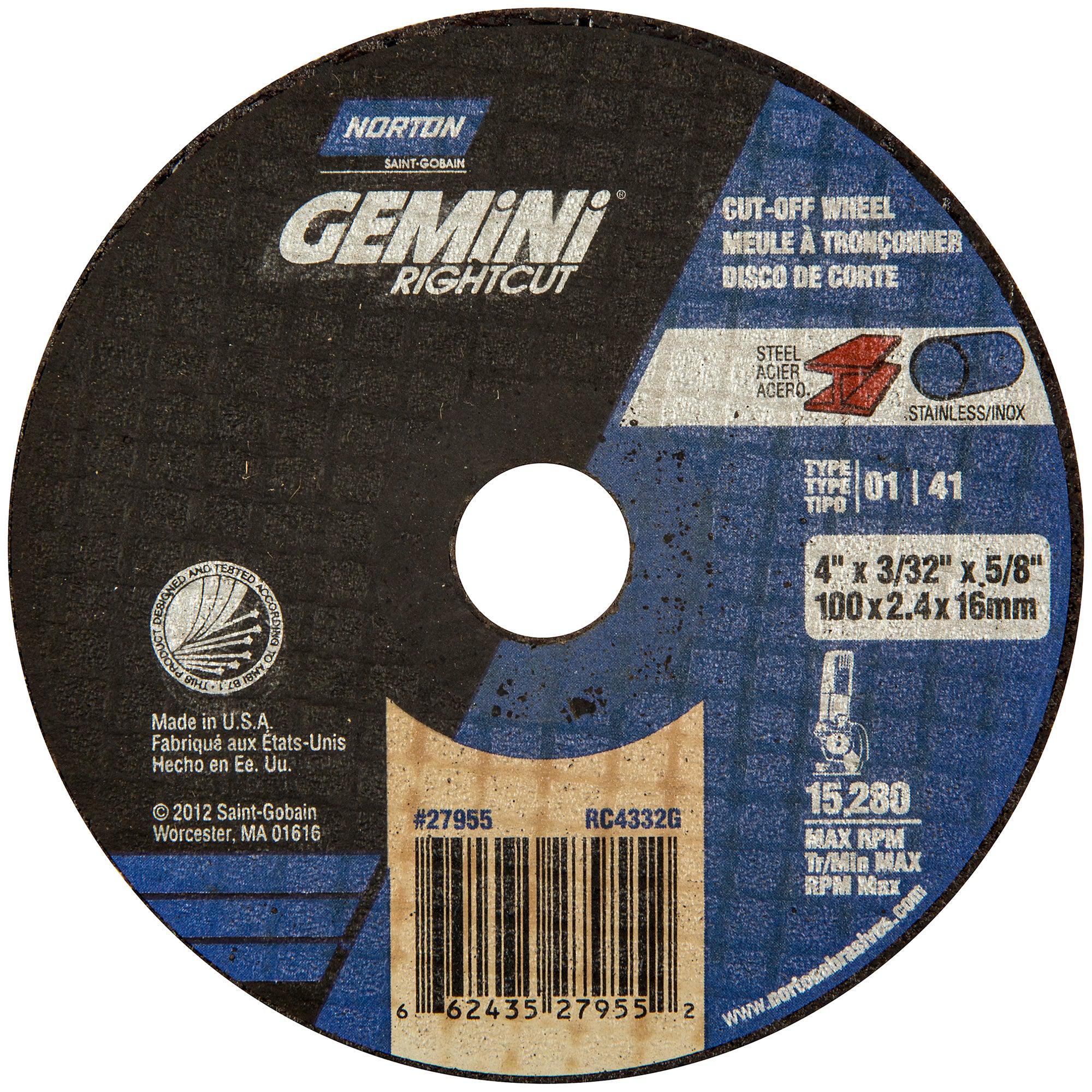 Baker's Gas Norton 7" x 1/16" Flat Aluminum Cut-Off Wheel, Type 1, 25/pk - 66252832323