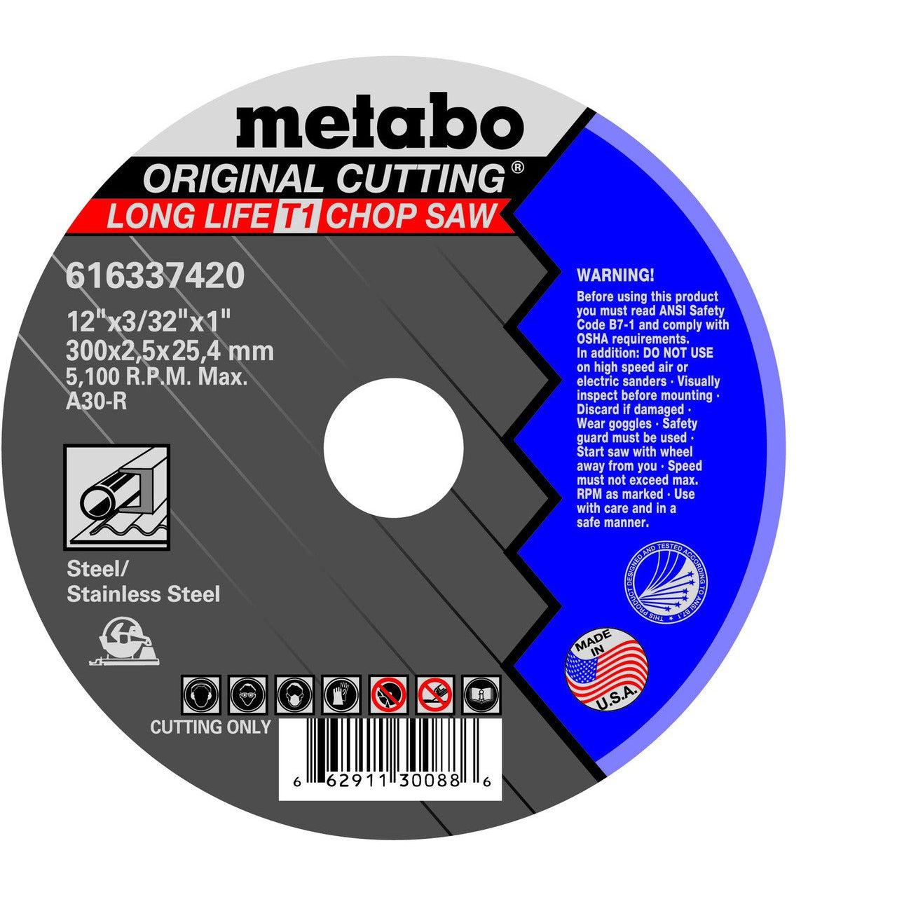 Baker's Gas Metabo LongLife Orginal Cutting Wheel, Type 1, A30R, 10/pk