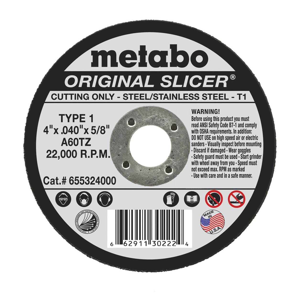 Metabo Type 1 ORIGINAL Cutting Wheels 4x.040x5/8 - 50/pk - 655324000