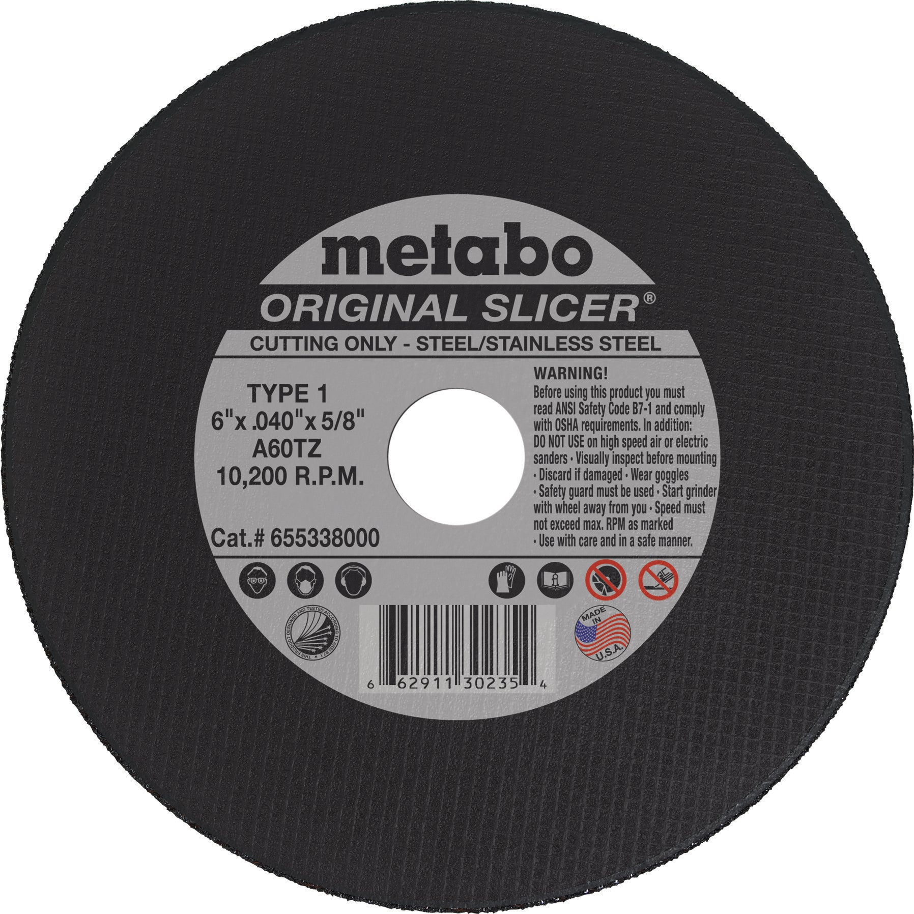 Baker's Gas Metabo Type 1 ORIGINAL Cutting Wheels 6x.040x5/8, 50/pk - 655338000
