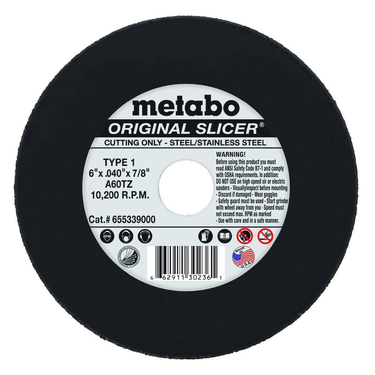 Metabo Type 1 ORIGINAL Cutting Wheels 6x.040x7/8, 50/pk - 655339000