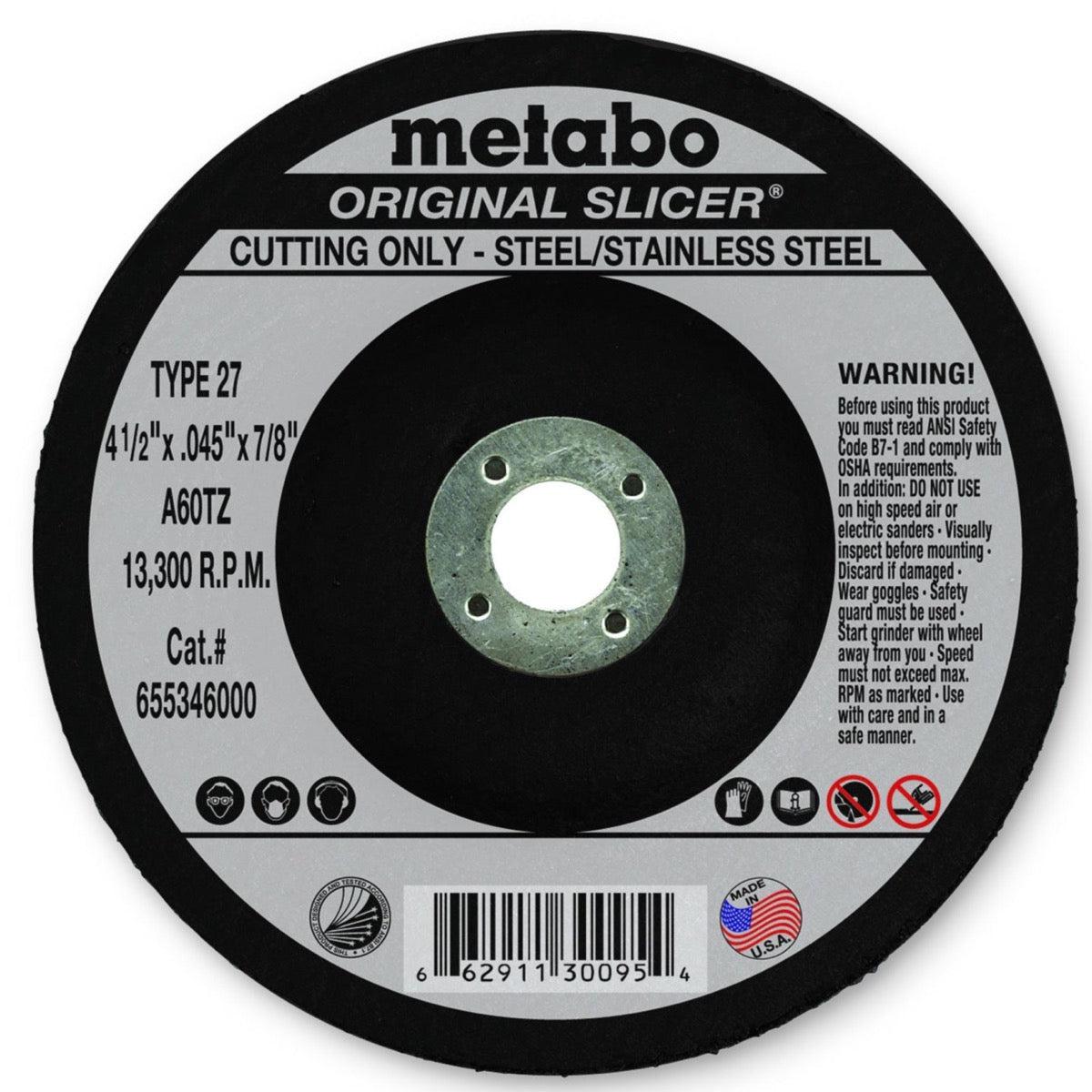 Baker's Gas Metabo Type 27 ORIGINAL Cutting Wheels 4.5x.045x7/8, 50/pk - 655346000