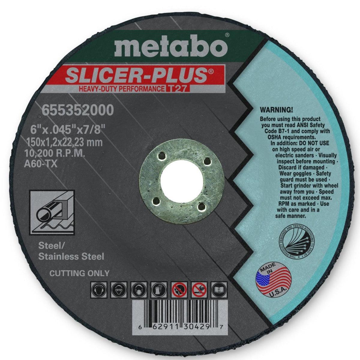 Baker's Gas Metabo Type 27 SLICER-PLUS Cut. Wheels 6x.045x7/8 50/Box - 655352000