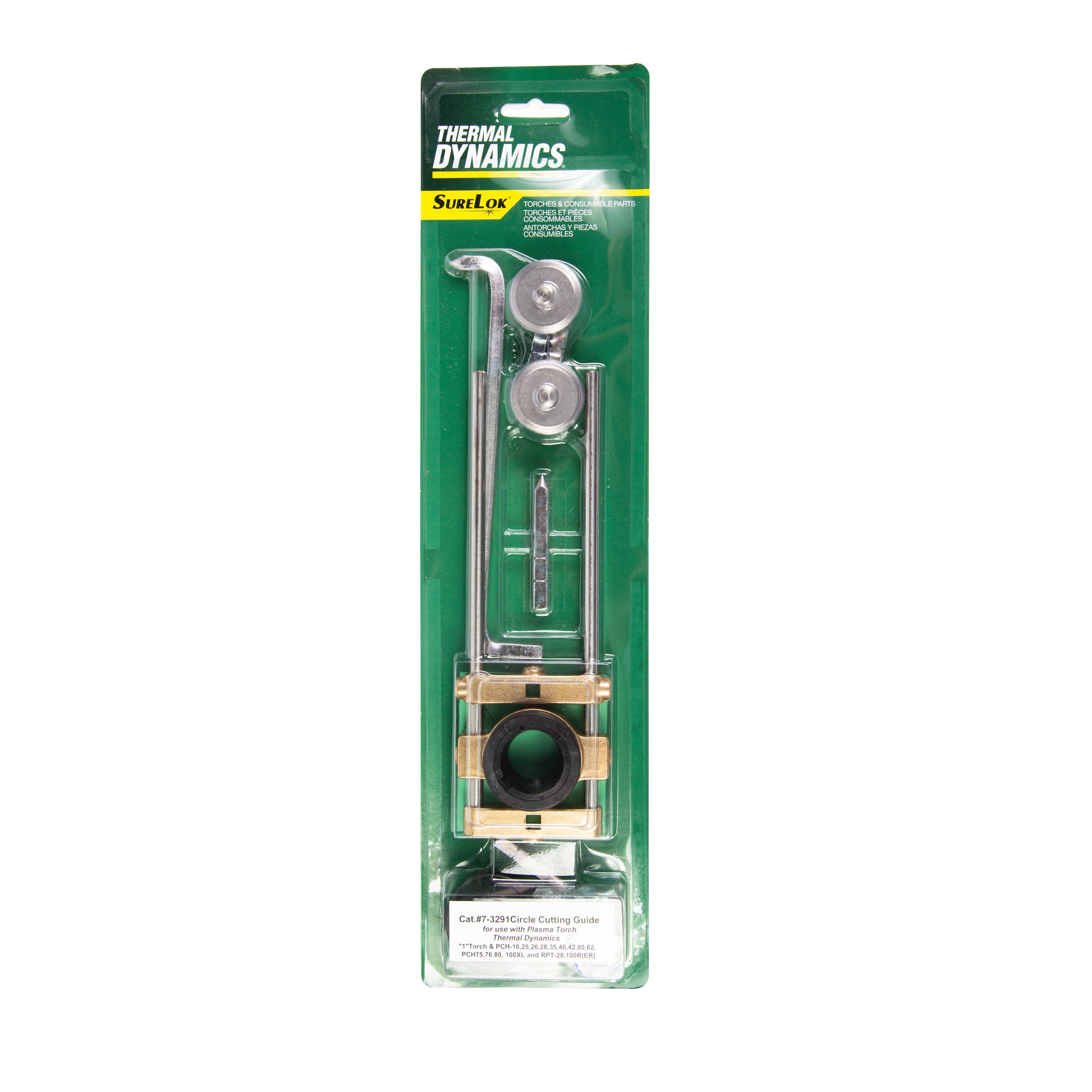 Thermal Dynamics Plasma Circle Cutting Guide - 7-3291 in clear green packaging with metal and plastic components visible