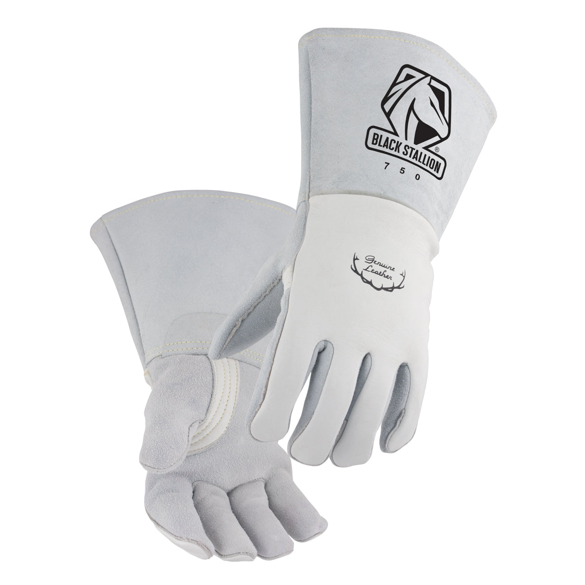 Baker's Gas Black Stallion Pearl White Elkskin Stick Glove w/ Nomex Lined Back - 750
