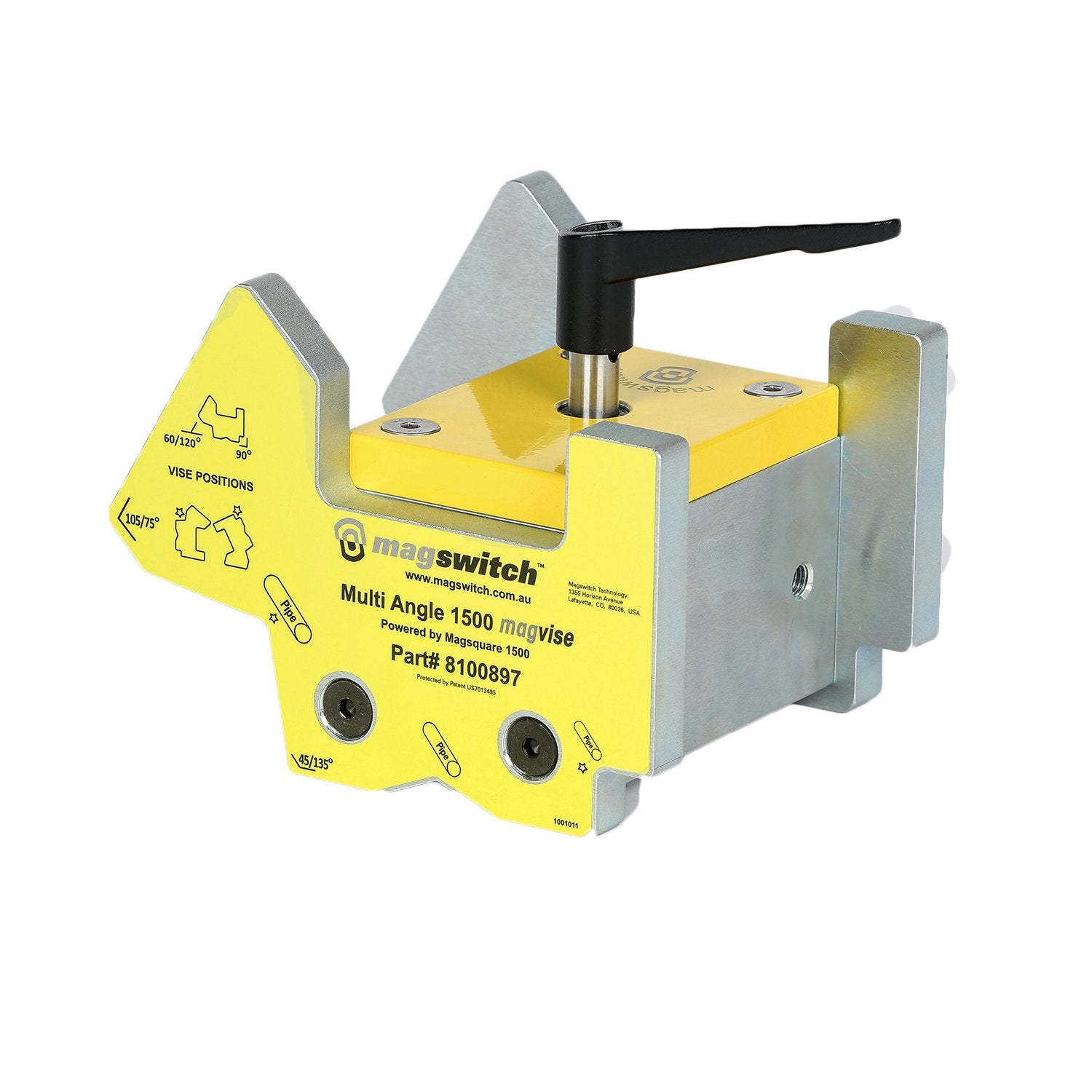 Magswitch MagVise 1500 - 8100897 yellow multi-angle magnetic vise with metal construction and black adjustment handle
