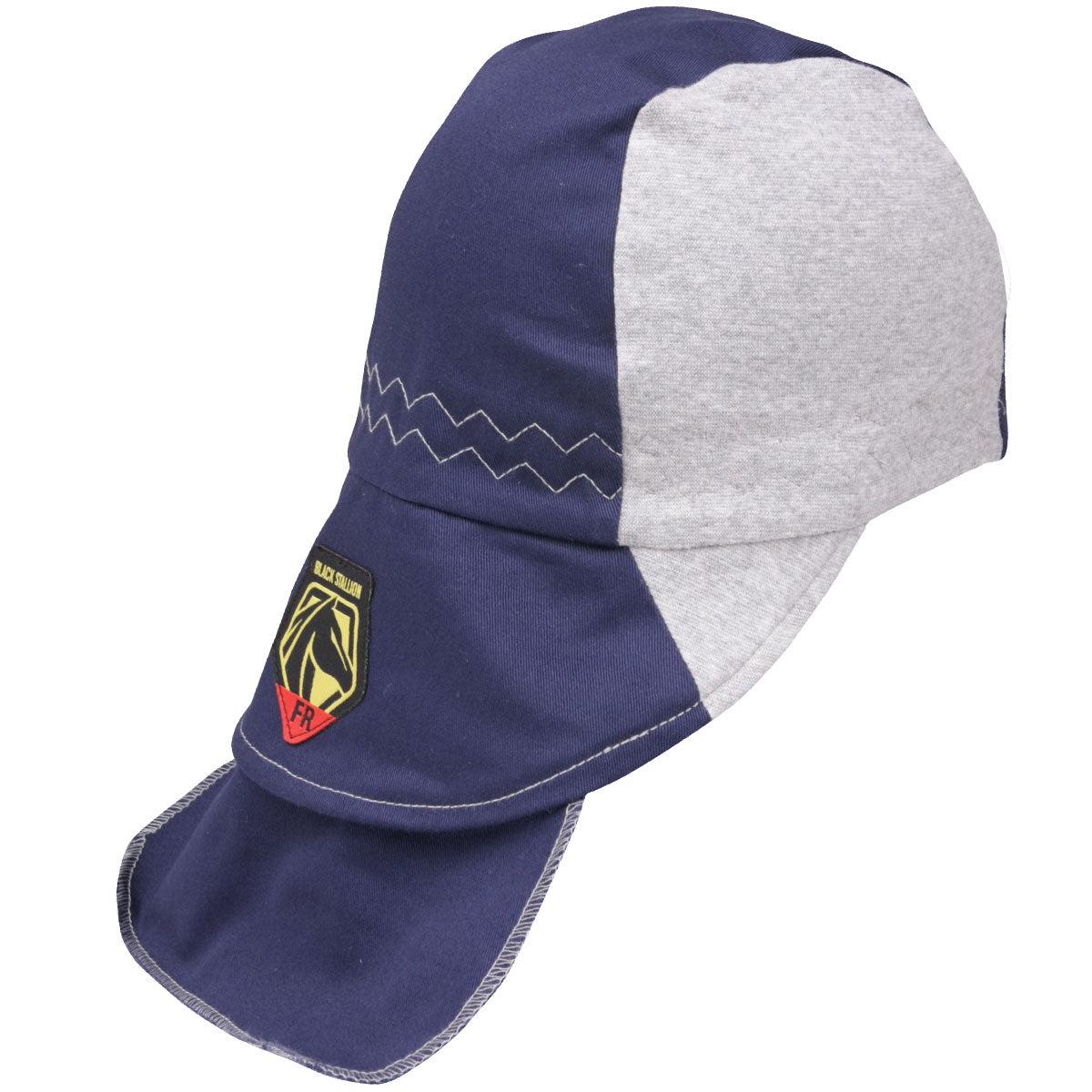 Baker's Gas Black Stallion Blue FR Cotton Welding Cap with Hidden Bill Extension - AH1630-NG