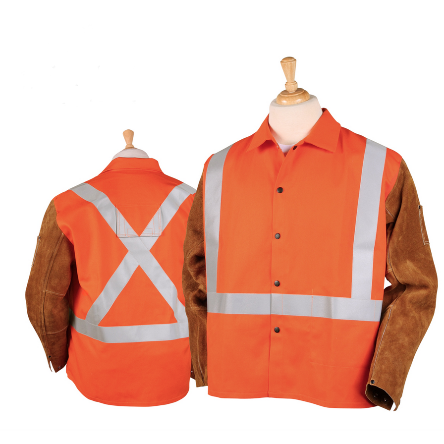Black Stallion Hi-Vis FR Cotton/Split Cowhide Jacket - JH1012-OR