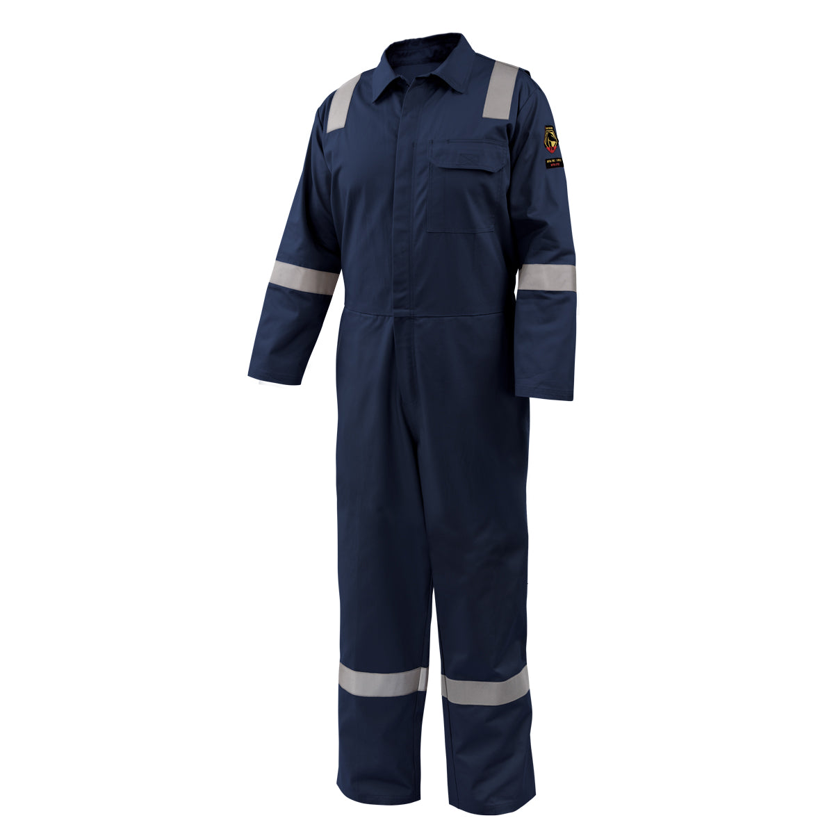 Baker's Gas Black Stallion 7 oz. AR/FR Cotton Coverall with Reflective FR Tape, Navy - CF2118-NV - Full Body