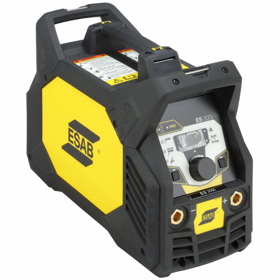 ESAB Renegade ET 300iP - 0445100921 welding machine in yellow and black with control panel and connectors visible