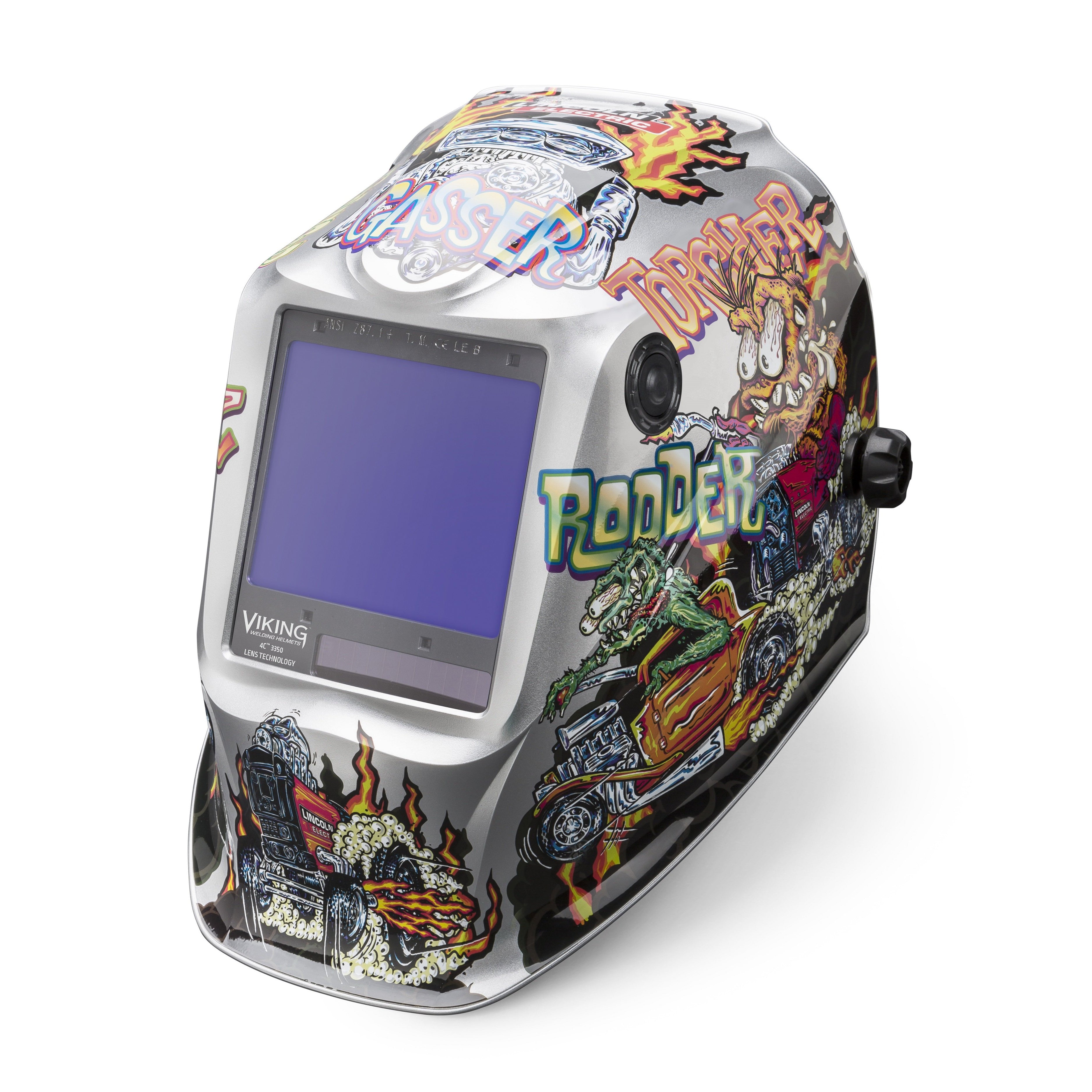 Viking 3350 4C Welding Helmet Hot Rodders from an angle K4440-4