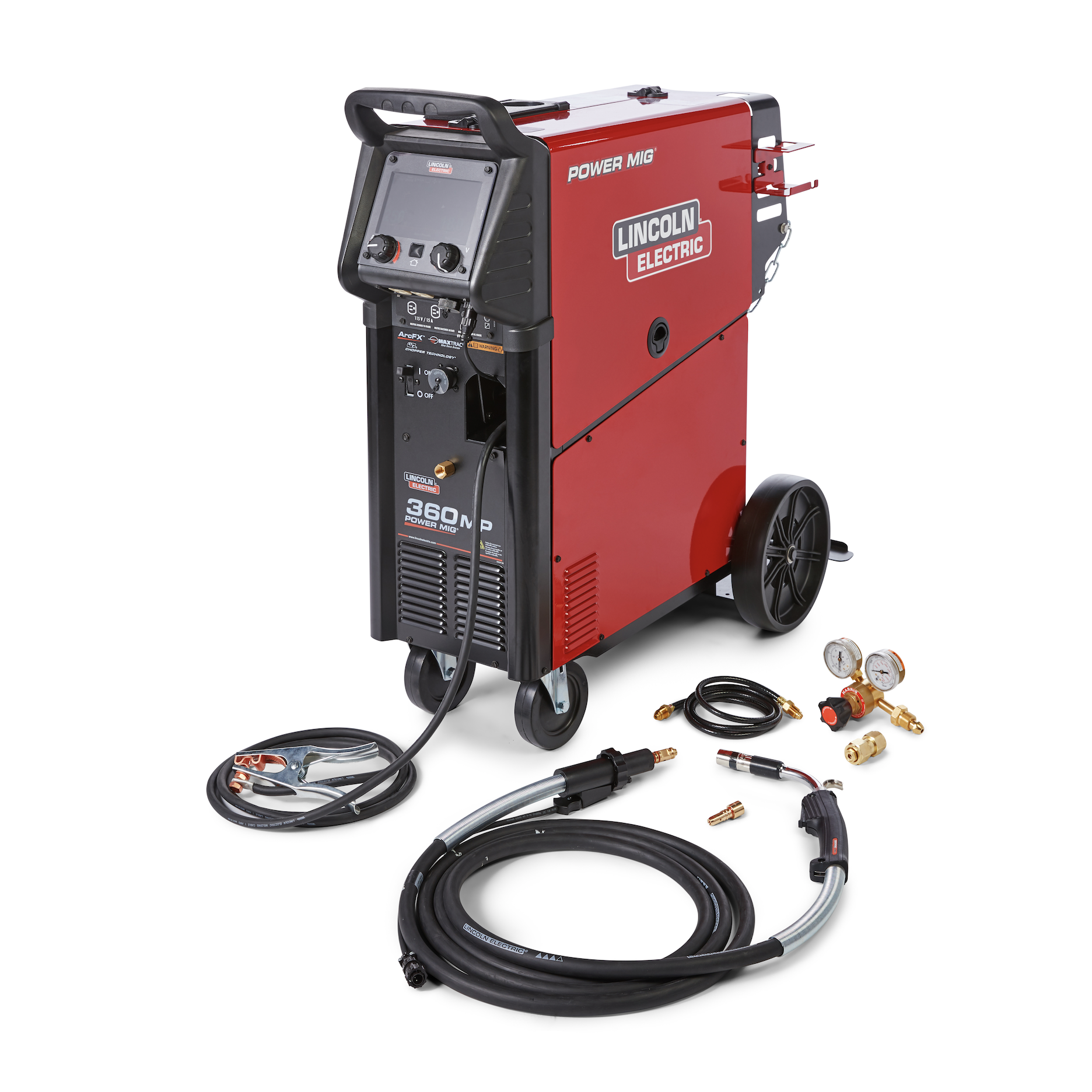 Lincoln Power MIG 360MP Multiprocess Welder (no power input cable) - K4467-2 with cables and welding accessories shown