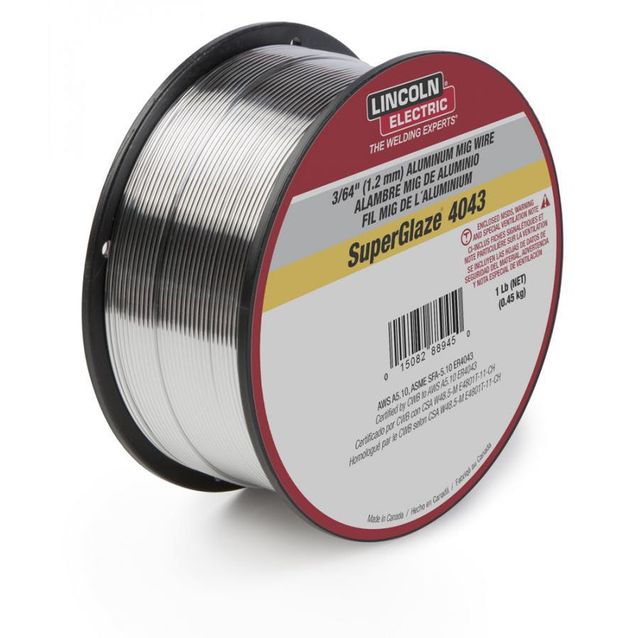 Baker's Gas Lincoln SuperGlaze 4043 Aluminum MIG Wire, 3/64" (1lb) - ED030310