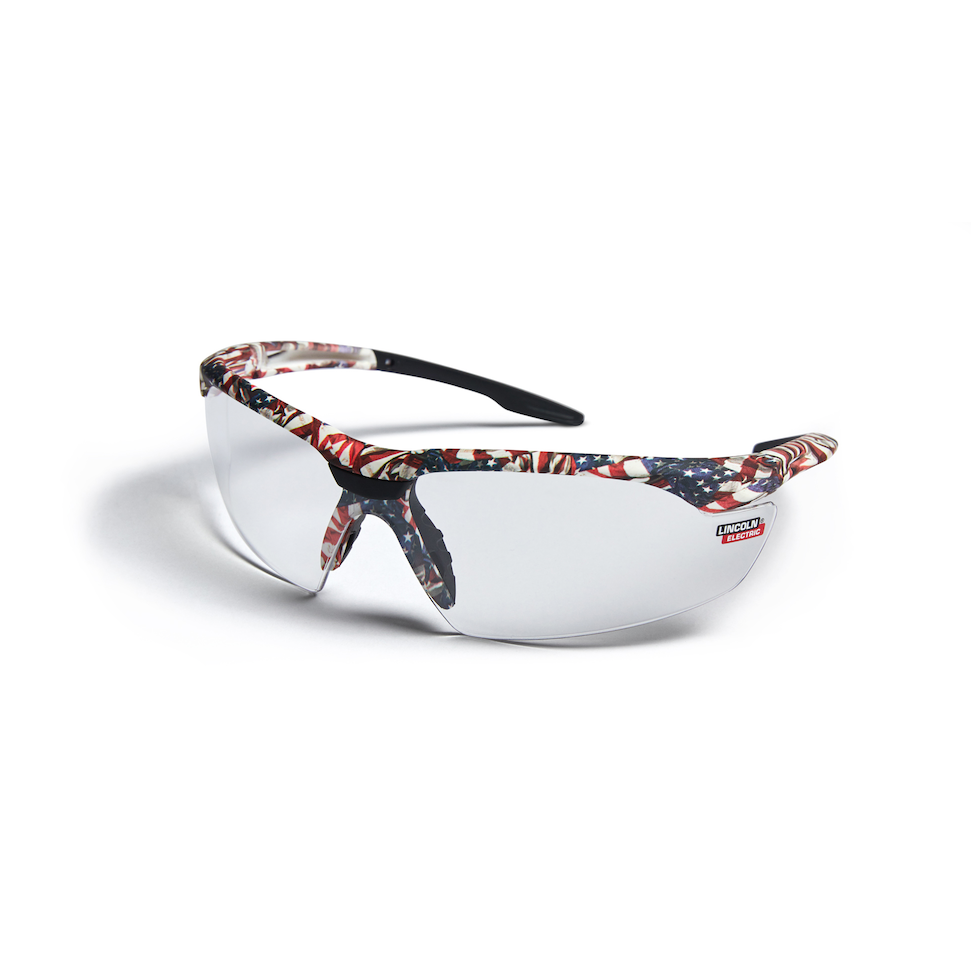 Baker's Gas Lincoln Clear Anti-fog/Scratch Lens AXILUX USA Camo Safety Glasses - K4676-1 - Front View