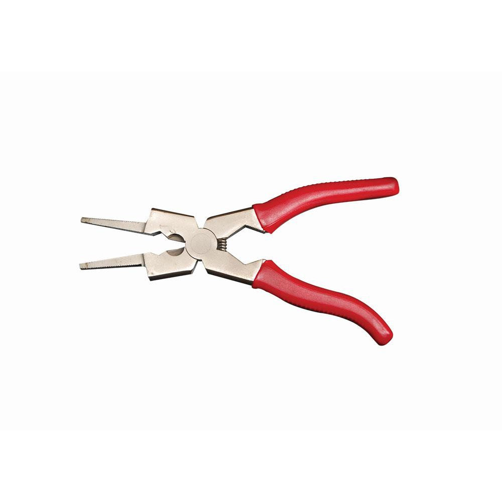 Strong Hand Tools Standard MIG Pliers - PM08 with red handles and multi-functional stainless steel jaws on white background