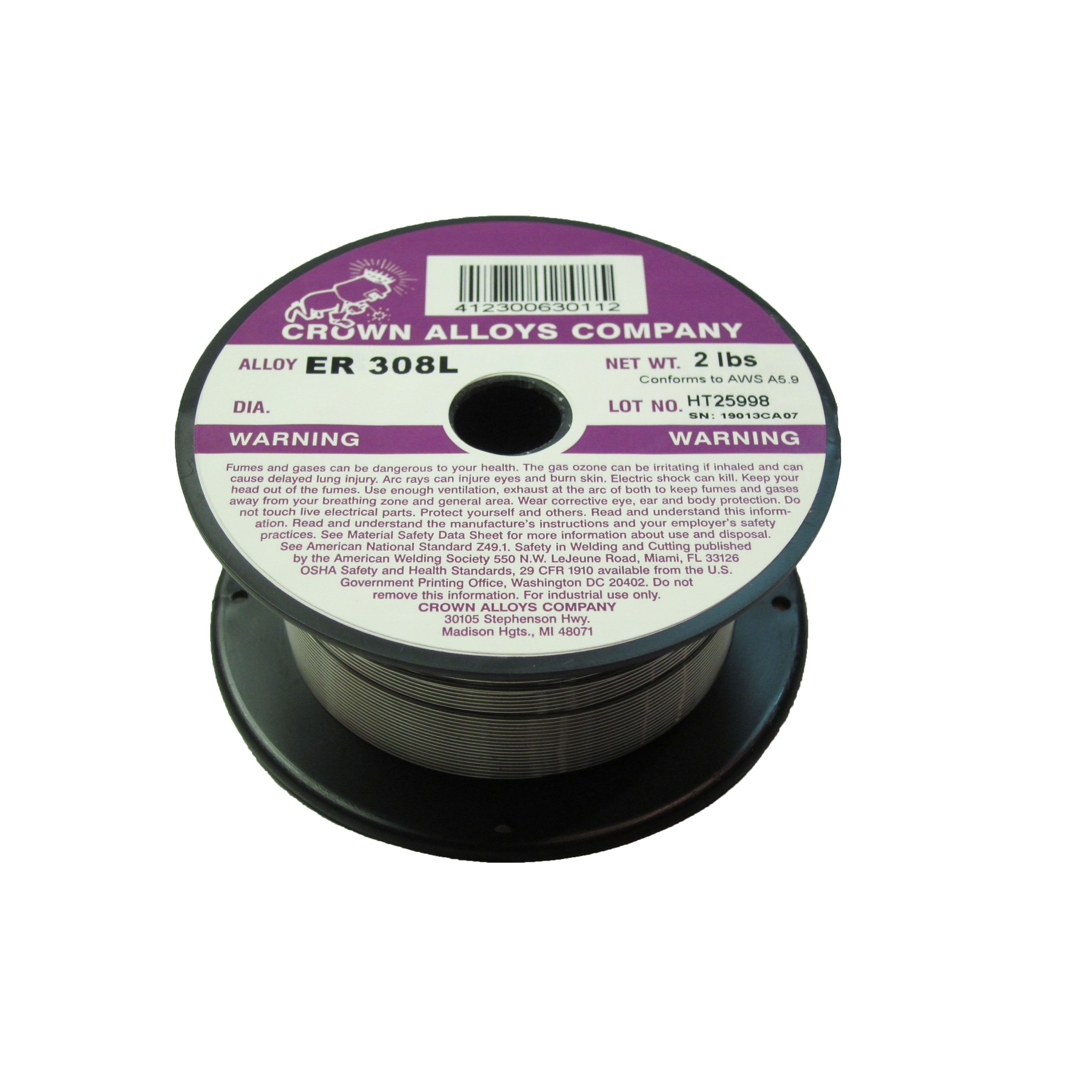 Crown Alloys ER 308L - .030x2# MIG Welding Wire 2lb Spool - SS308/1XE