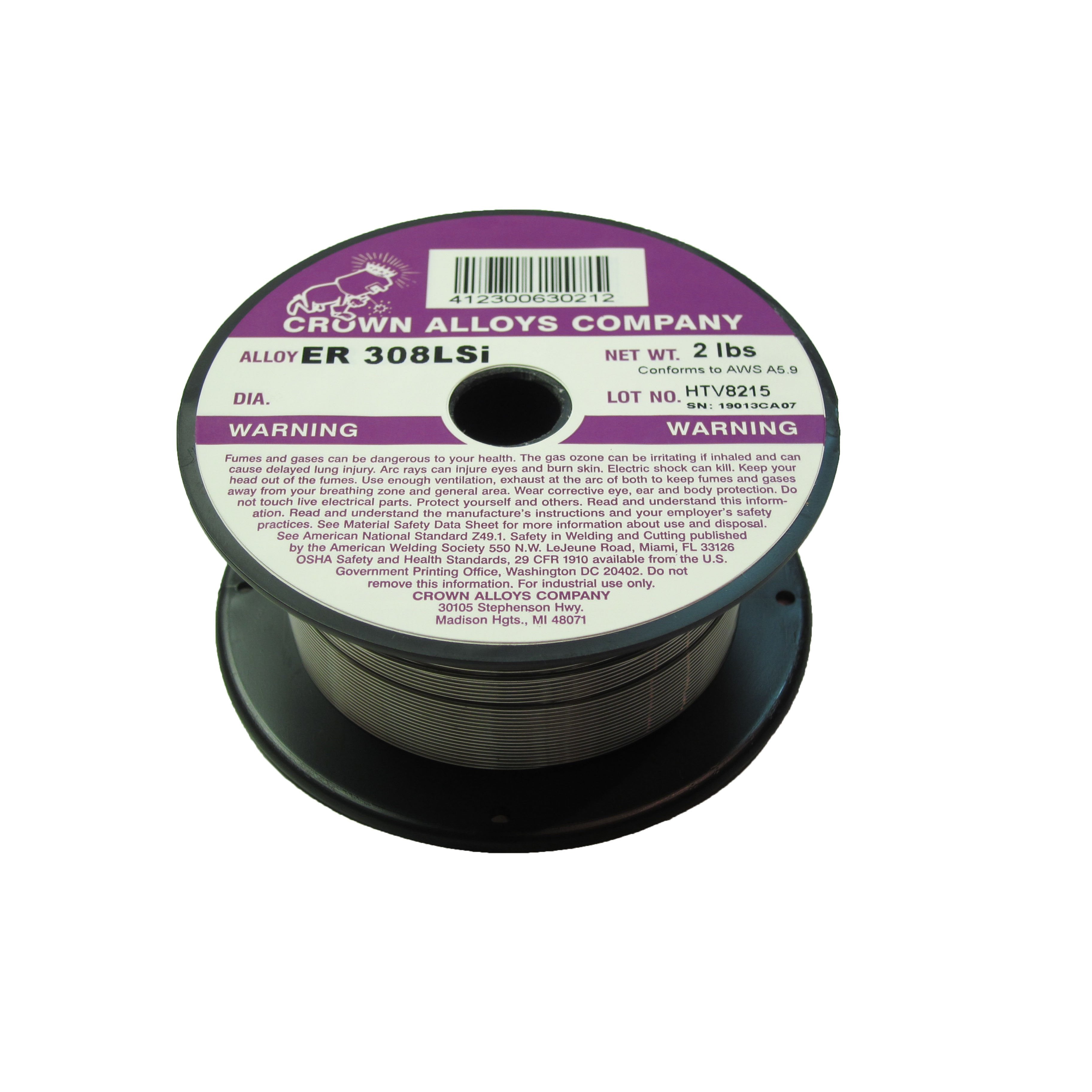 Crown Alloys ER 308LSI .023x2# MIG Welding Wire 2lb Spool - SS308/1ZD