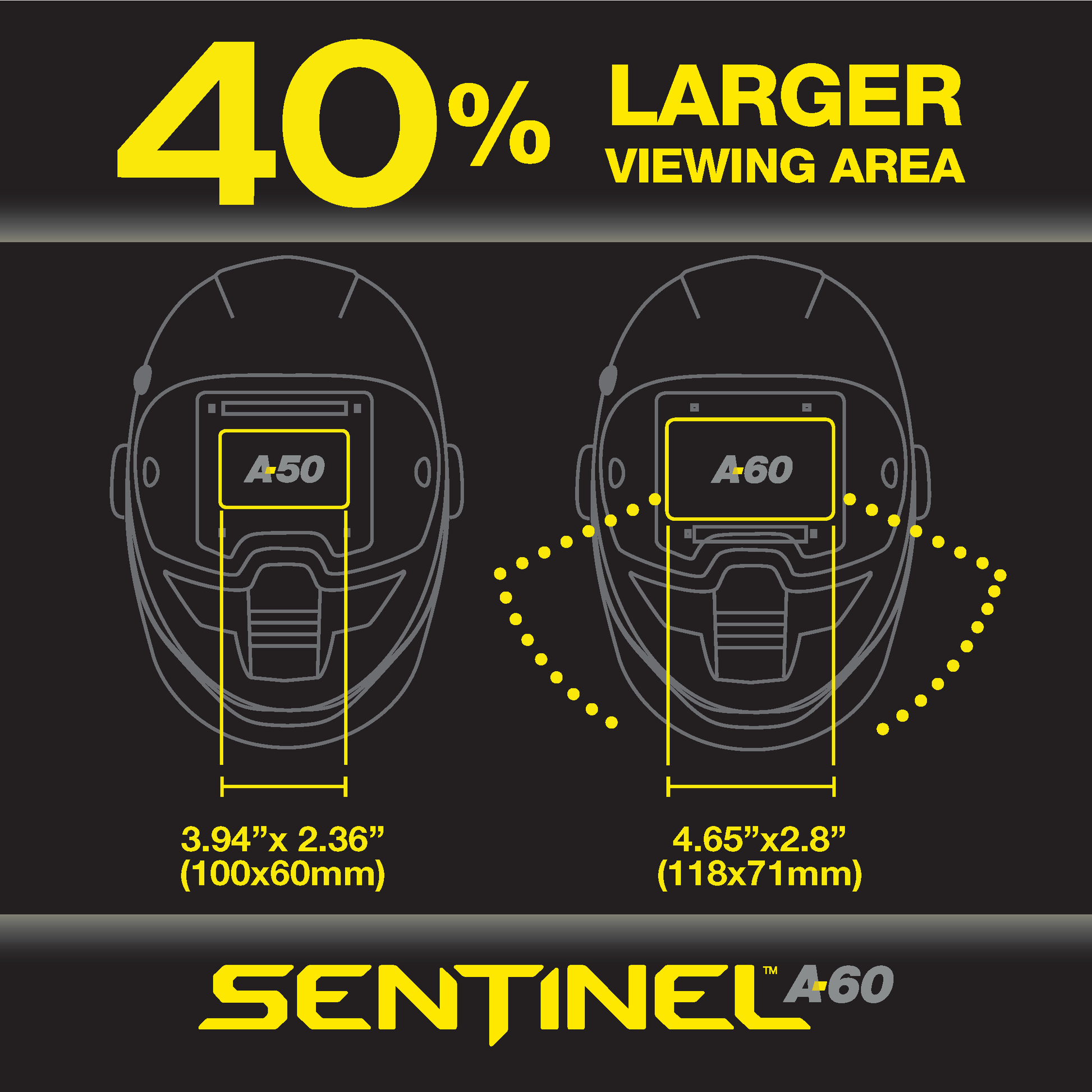 Baker's Gas A60 welding helmet has a large viewing area!