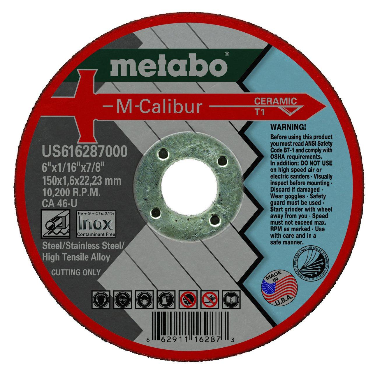 Baker's Gas Metabo M-Calibur Ceramic Cutting Wheels, 6" x 7/8", 25/pk