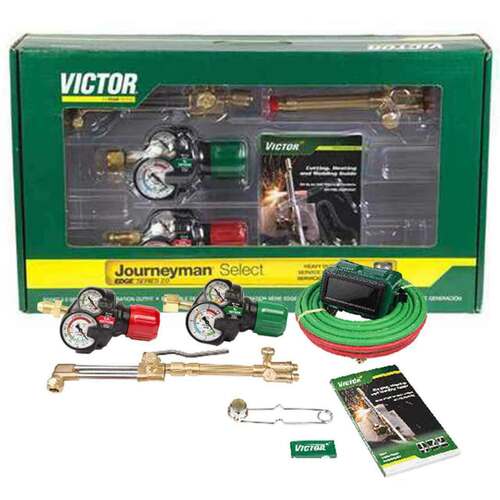 Victor 0384-2083 Journeyman Select 540/300 Edge 2.0, CA 2460 Acetylene Cutting Torch Outfit 0384-2083 with gauges and hose set in packaging