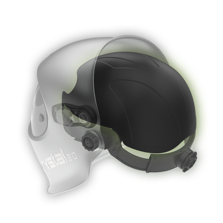 Optrel Bump Cap Hard Hat connected to a Crystal 2.0