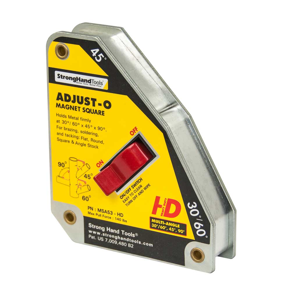 Strong Hand Heavy Duty Adjust-O Multi-Angle Magnet Squares - MSA53-HD metal welding guide with adjustable angles and on/off switch